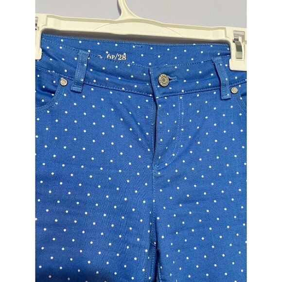 Talbots Signature Slim Crop Blue and White Polka Dots Pants Size 6P/28 - Picture 2 of 9